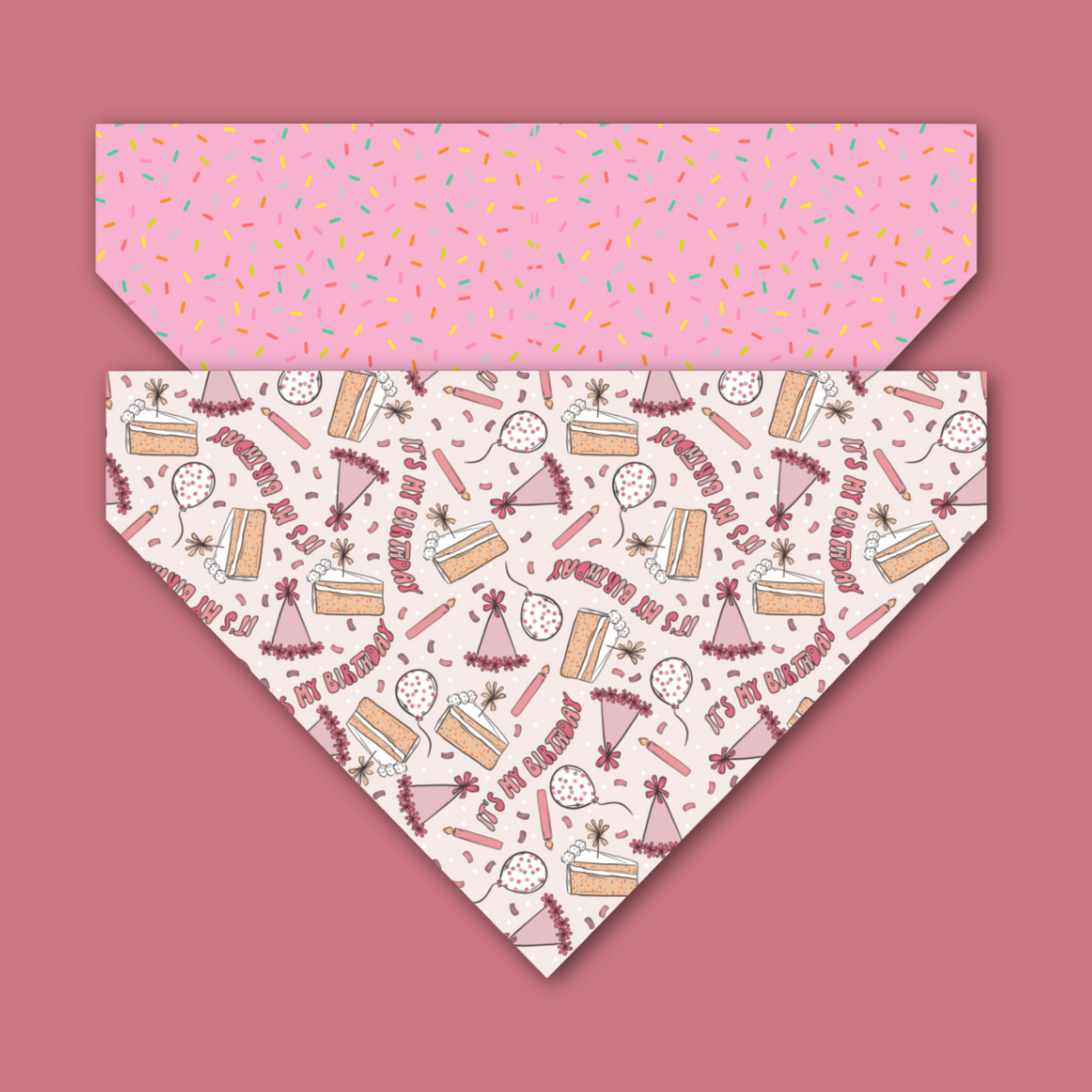 Pink Birthday Reversible Pet Bandana