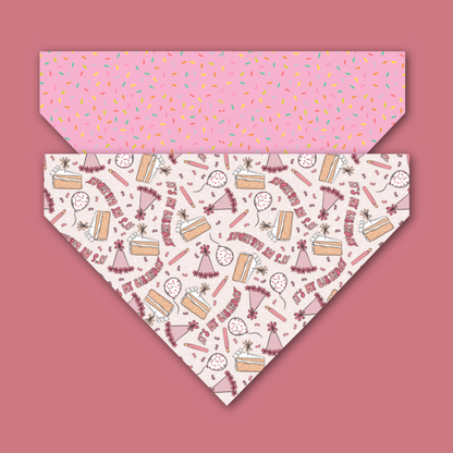 Pink Birthday Reversible Pet Bandana