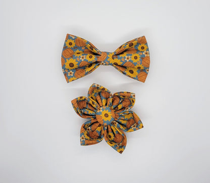Pumpkin and Sunflower Collar and Attachable Bow