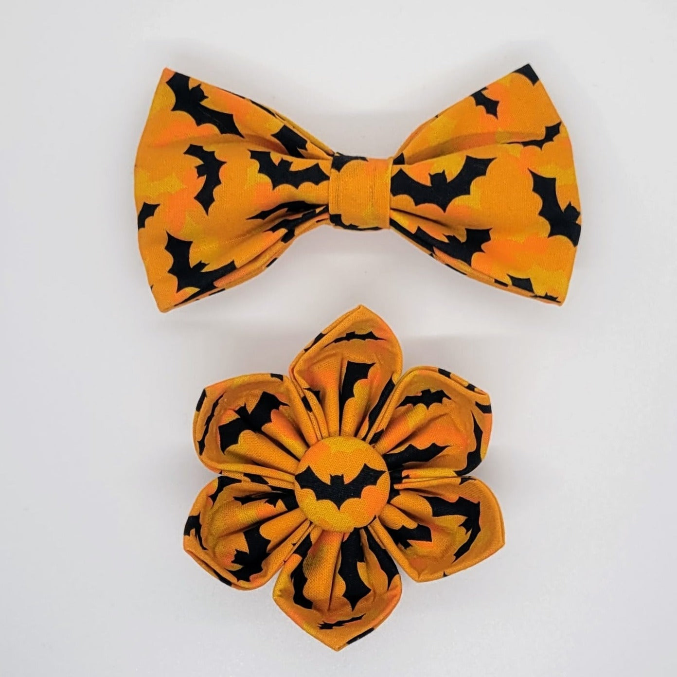 Orange Bats Collar Flower + Bowtie