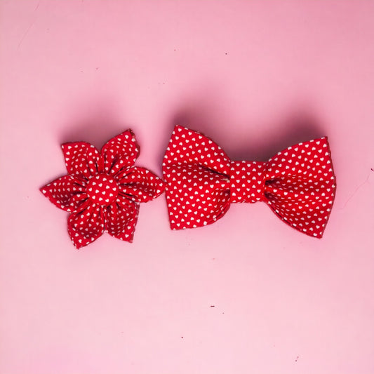 Red Hearts Collar Bowtie