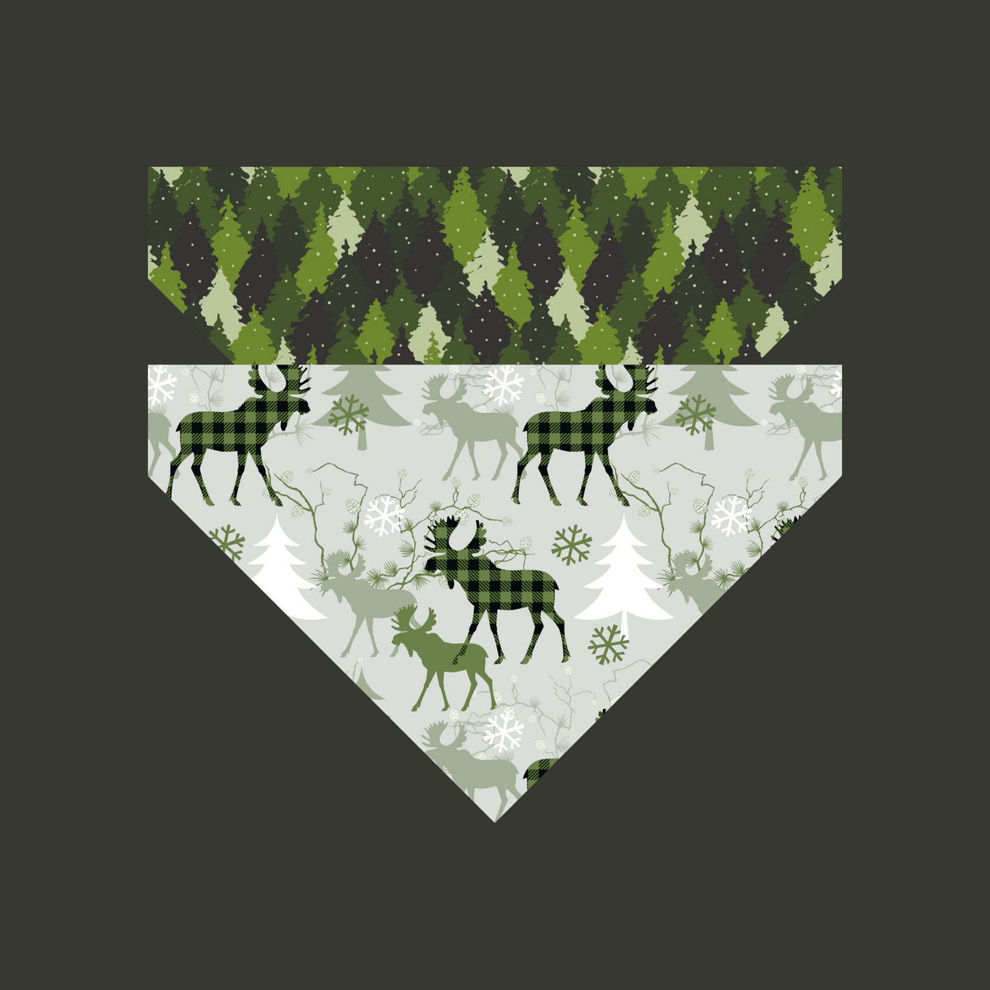 Plaid Moose Reversible Pet Bandana