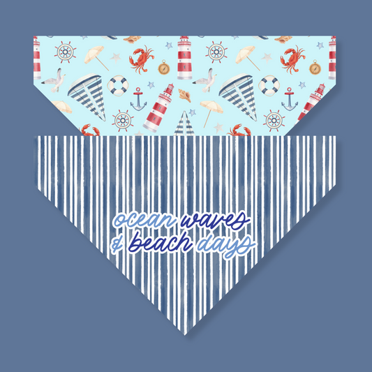 Sailor's Seaside Reversible Pet Bandana