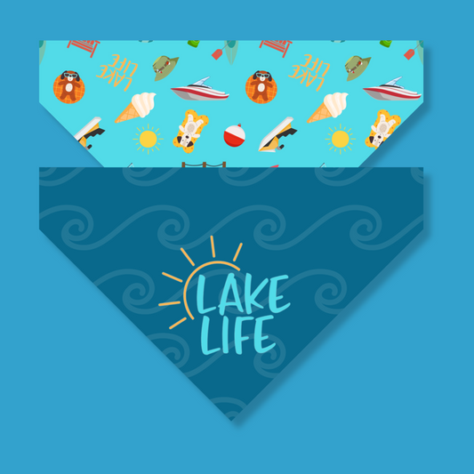 Lake Life Reversible Pet Bandana