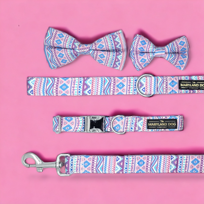 Pink Geometric Collar and Attachable Bow