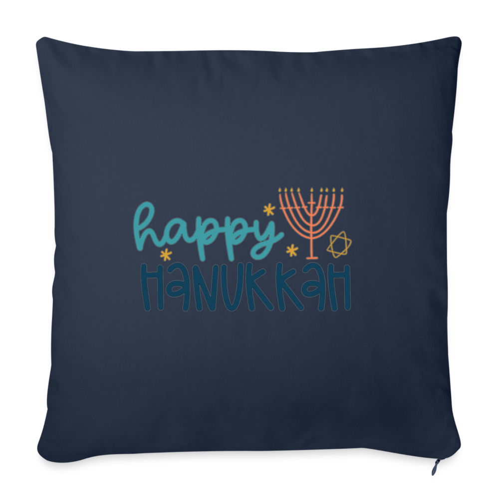 Happy Hanukkah Throw Pillow Cover 18” x 18” - navy