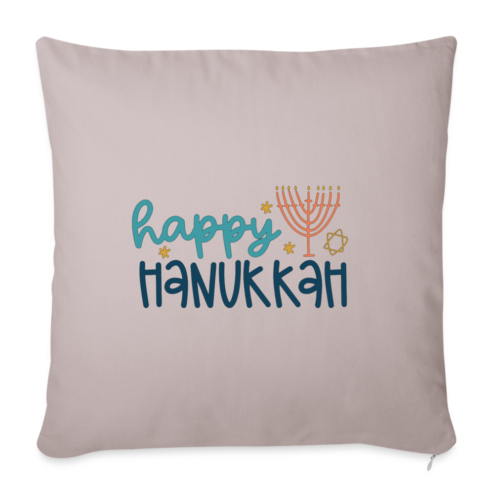 Happy Hanukkah Throw Pillow Cover 18” x 18” - light taupe