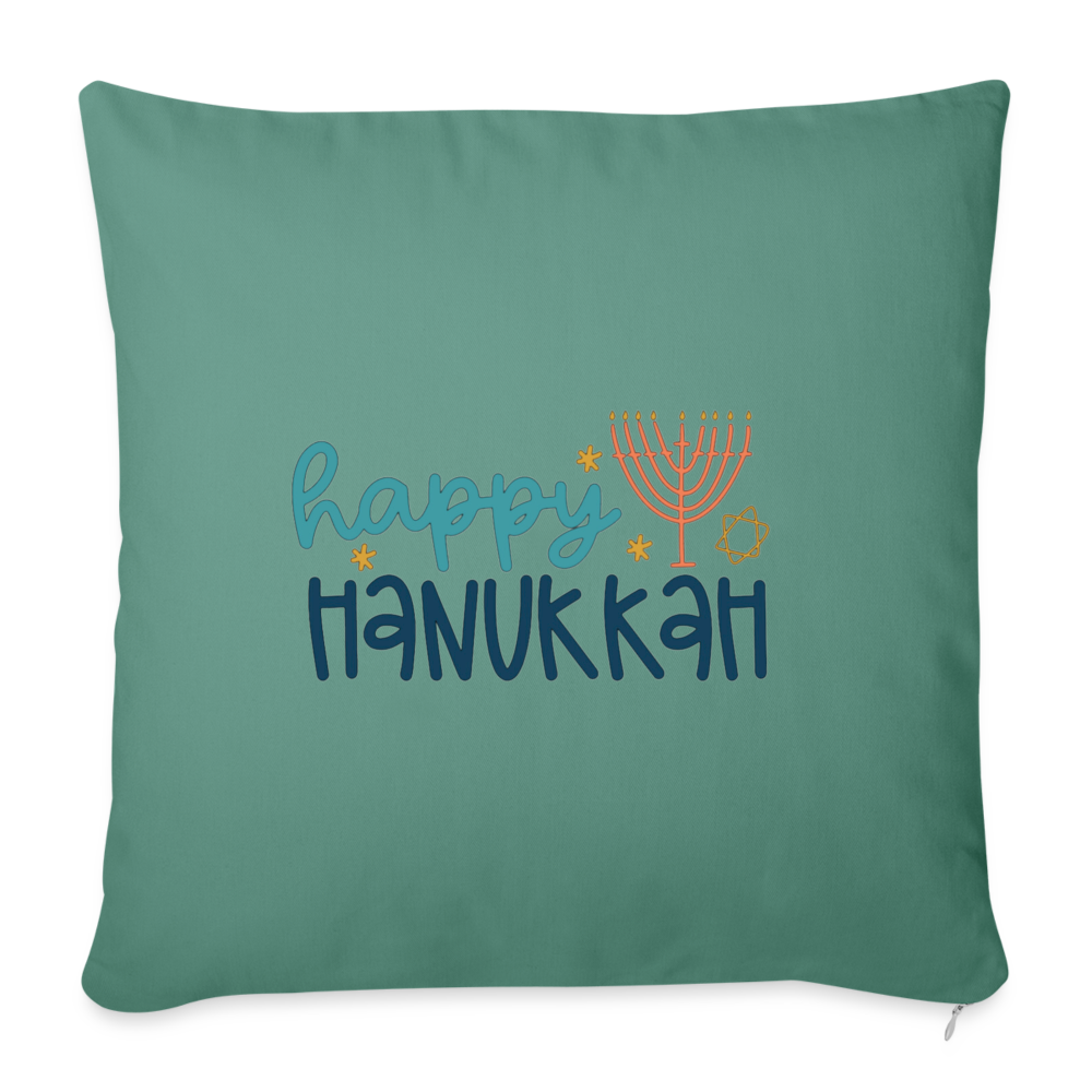 Happy Hanukkah Throw Pillow Cover 18” x 18” - cypress green