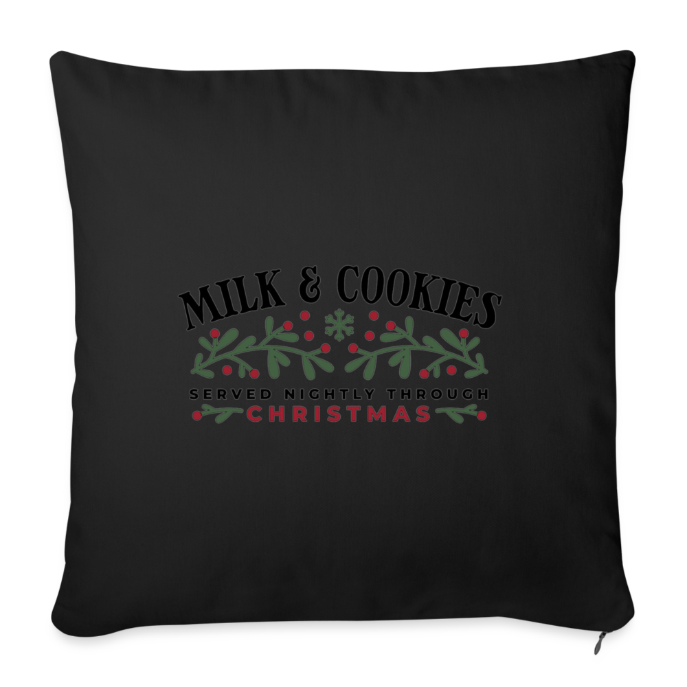 Milk and Cookies Christmas Throw Pillow Cover 18” x 18” - black