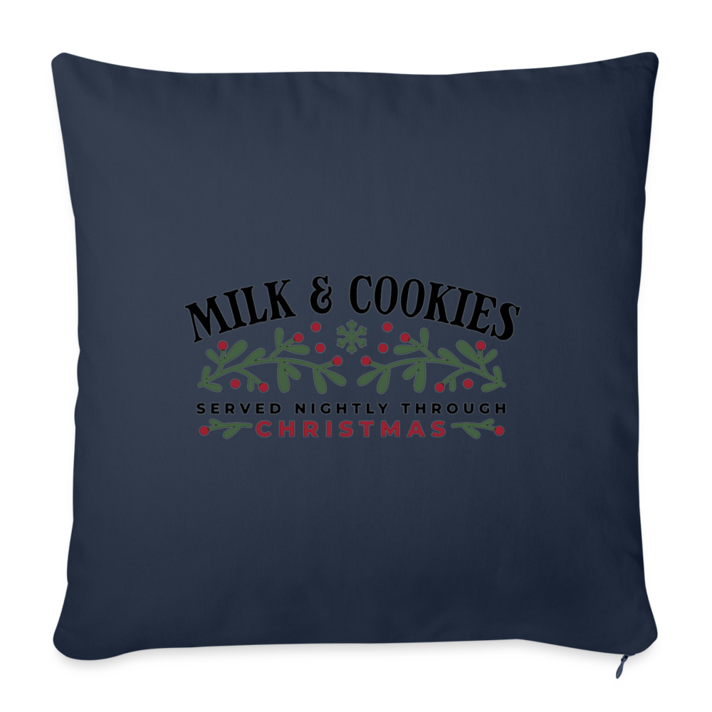 Milk and Cookies Christmas Throw Pillow Cover 18” x 18” - navy