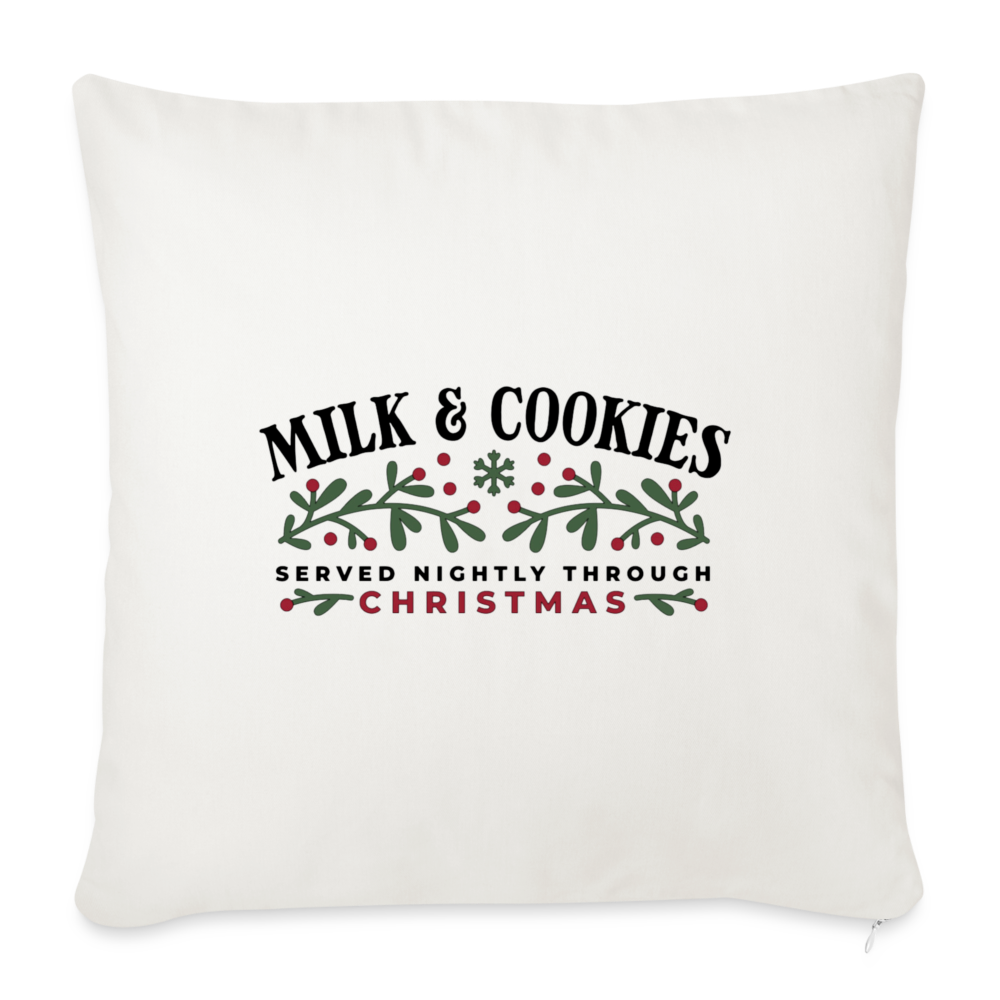 Milk and Cookies Christmas Throw Pillow Cover 18” x 18” - natural white