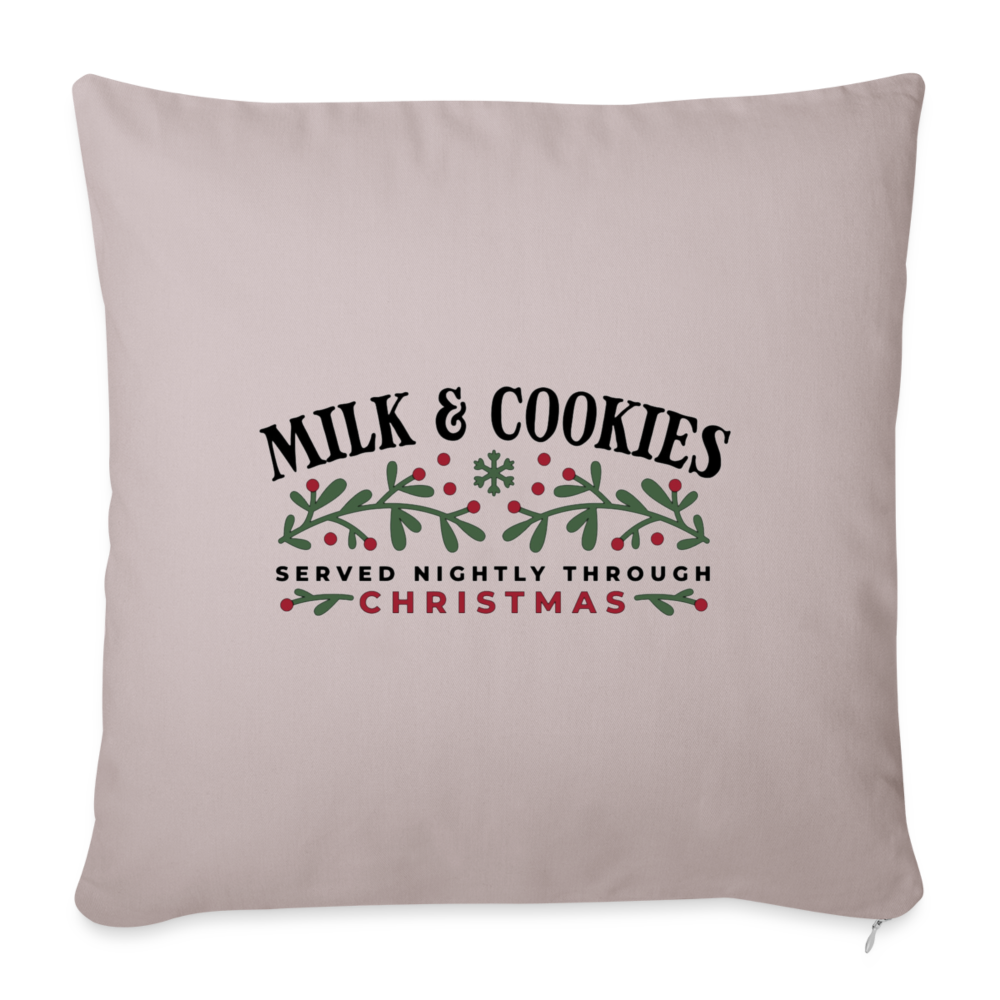 Milk and Cookies Christmas Throw Pillow Cover 18” x 18” - light taupe