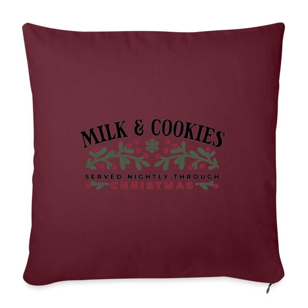 Milk and Cookies Christmas Throw Pillow Cover 18” x 18” - burgundy