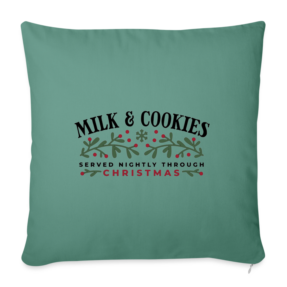 Milk and Cookies Christmas Throw Pillow Cover 18” x 18” - cypress green