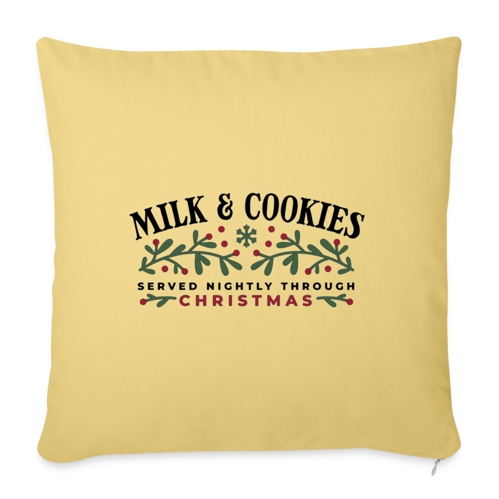 Milk and Cookies Christmas Throw Pillow Cover 18” x 18” - washed yellow