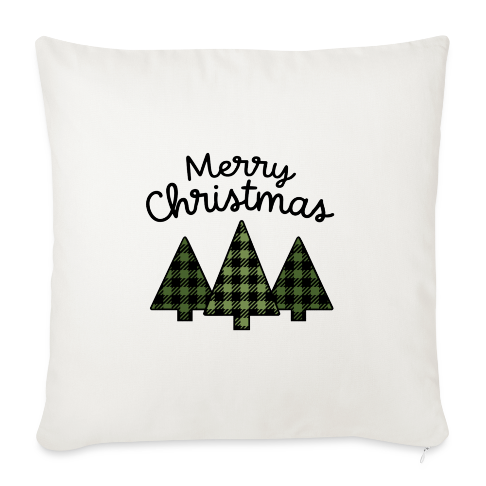 Merry Christmas Plaid Trees Throw Pillow Cover - natural white