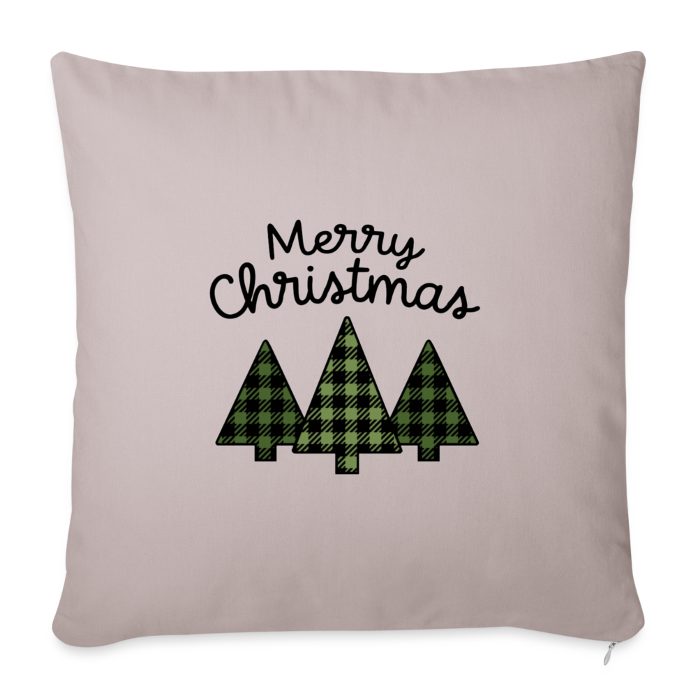 Merry Christmas Plaid Trees Throw Pillow Cover - light taupe