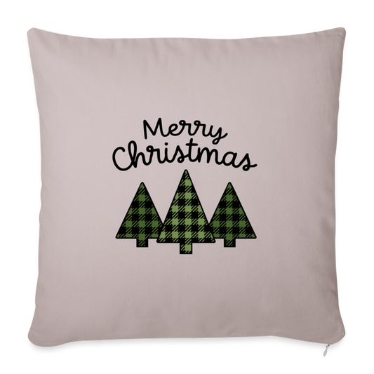 Merry Christmas Plaid Trees Throw Pillow Cover - light taupe