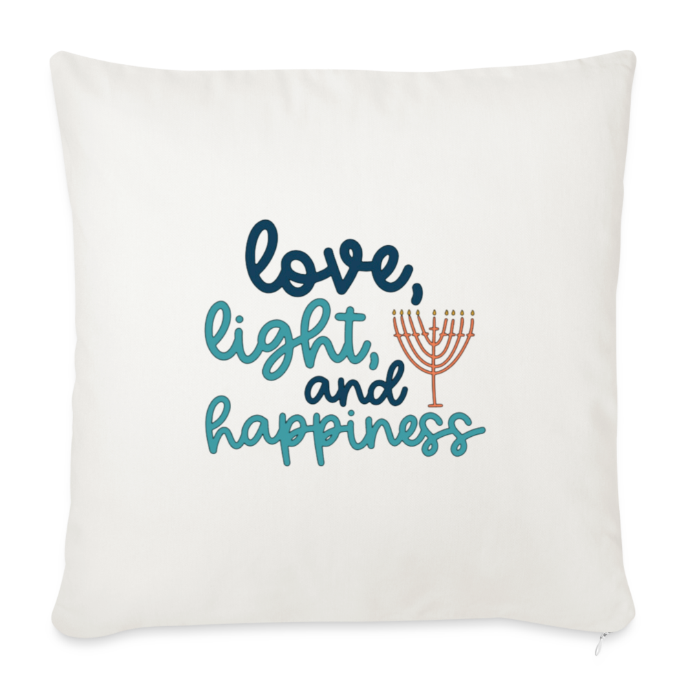 Love, Light, and Happiness Hanukkah Throw Pillow Cover - natural white