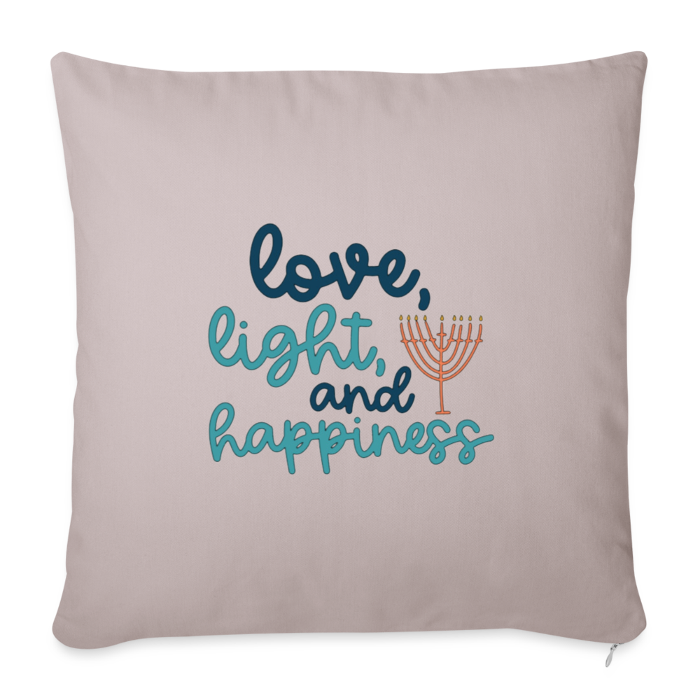 Love, Light, and Happiness Hanukkah Throw Pillow Cover - light taupe