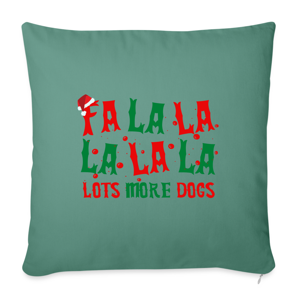 Fa La La Lots of Dogs Throw Pillow Cover - cypress green