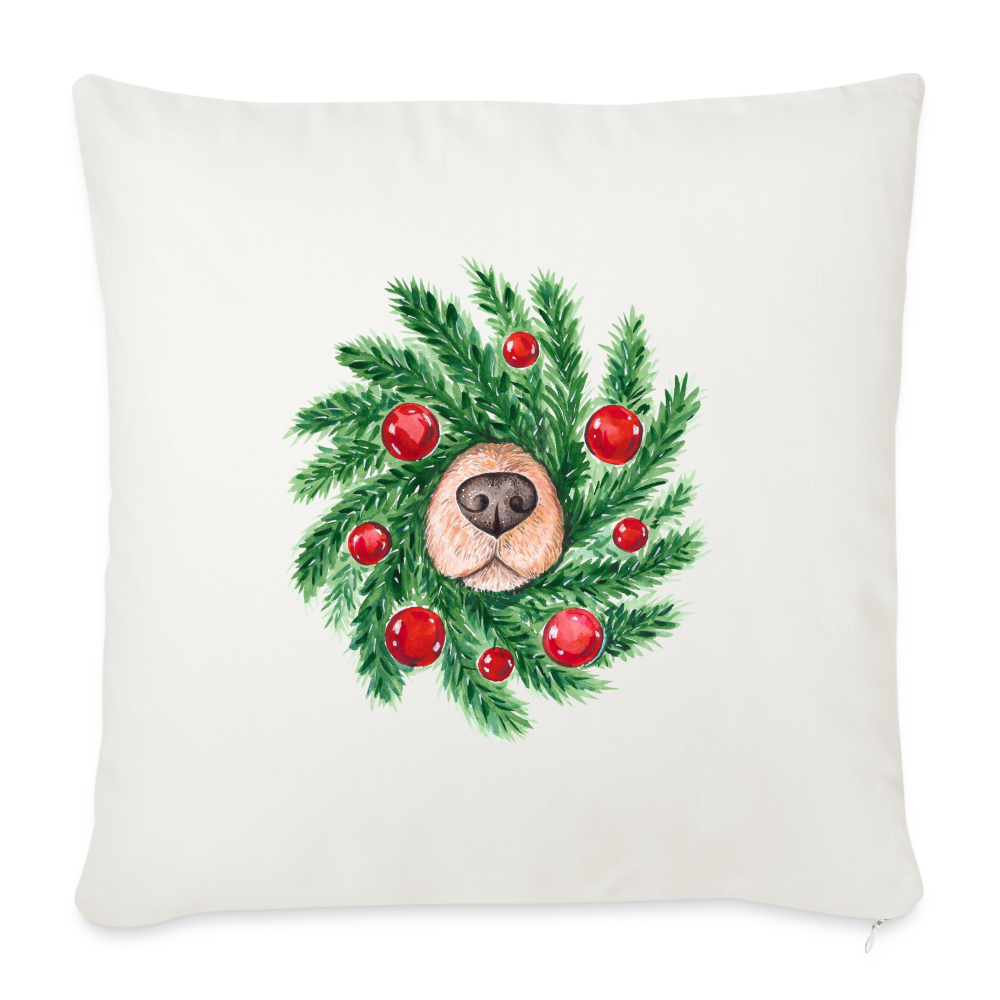Wreath with Dog Nose Throw Pillow Cover - natural white