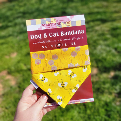 Bees Honeycomb Reversible Pet Bandana