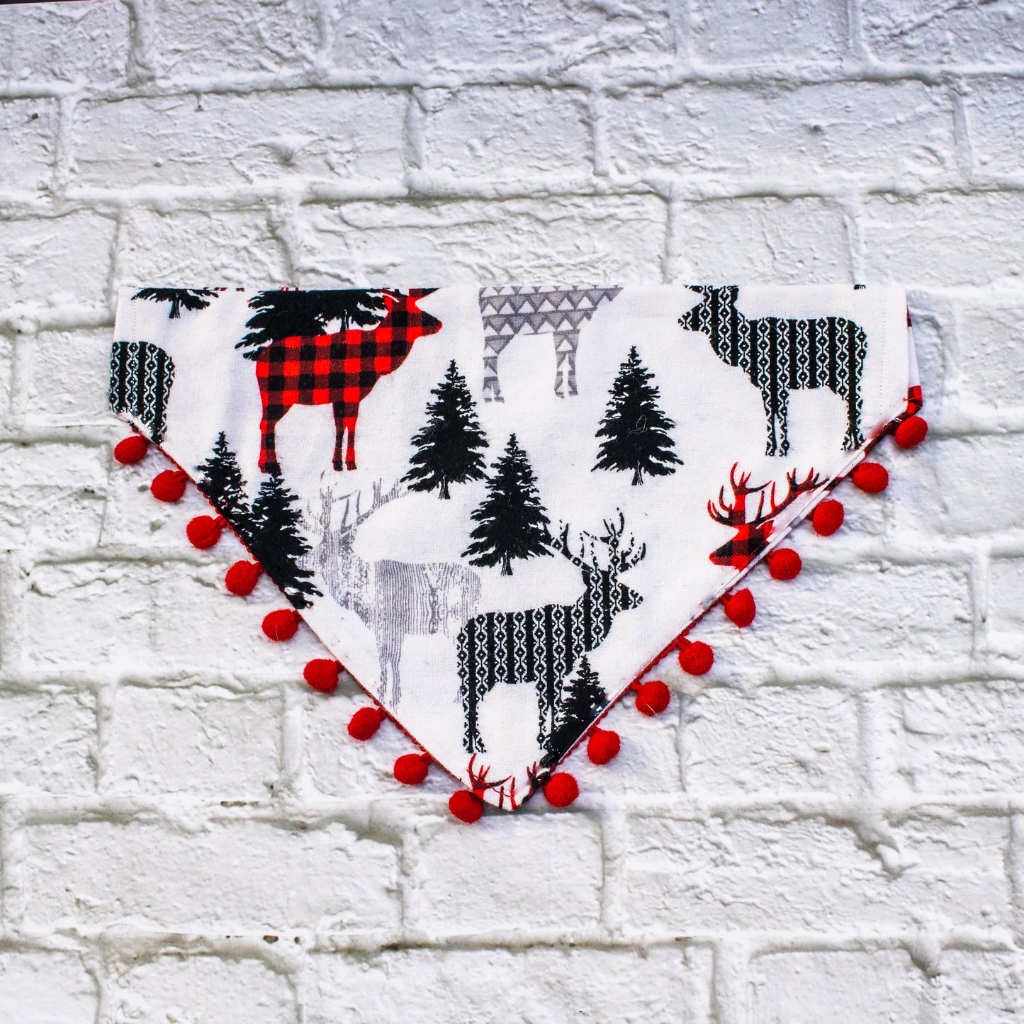 Buffalo Plaid Deer Christmas Pet Bandana