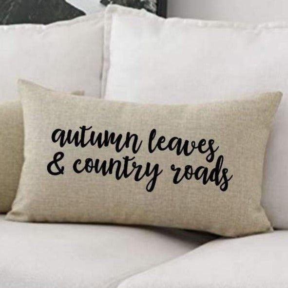 12x20 Autumn Leaves and Country Roads Throw Pillow Cover