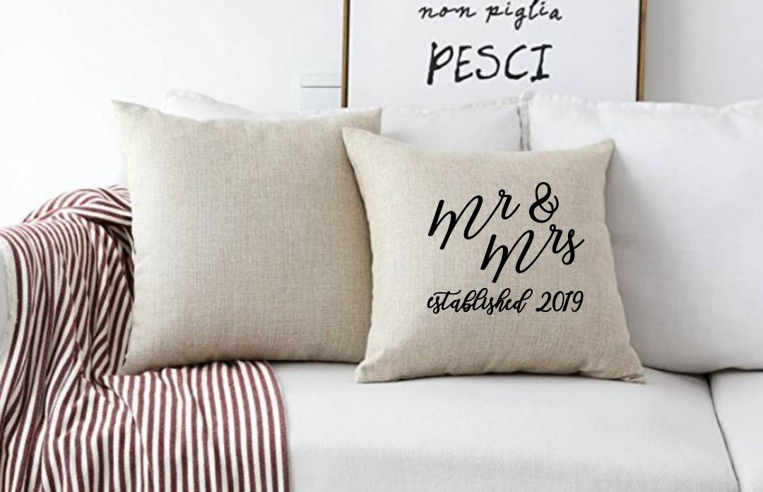 18x18" Mr and Mrs Throw Pillow Cover