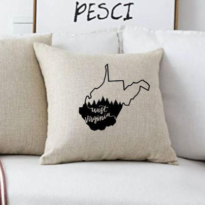 18x18" West Virginia State Outline Mountains Home Throw Pillow Cover