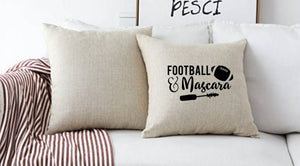 18x18" Football and Mascara Throw Pillow Cover