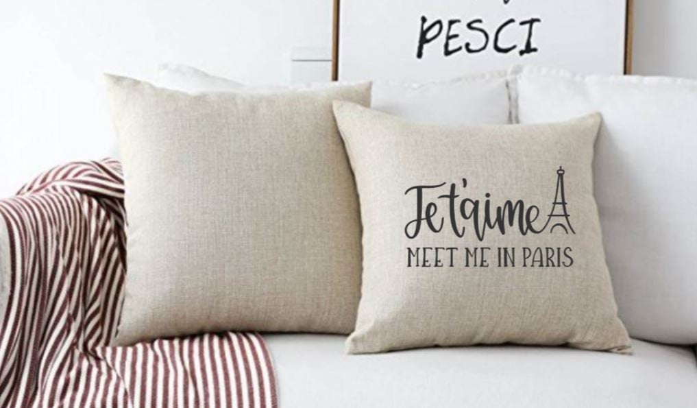 18x18" Je t'aime Meet Me In Paris Throw Pillow Cover
