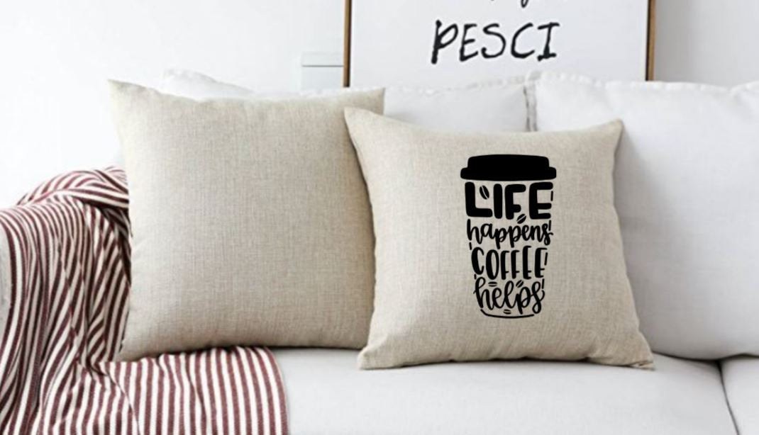 18x18" Life Happens Coffee Helps Throw Pillow Cover