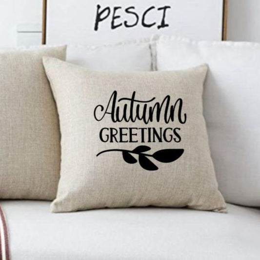 18x18" Autumn Greetings Throw Pillow Cover