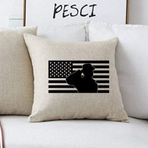 18x18" American Flag Soldier Salute Throw Pillow Cover