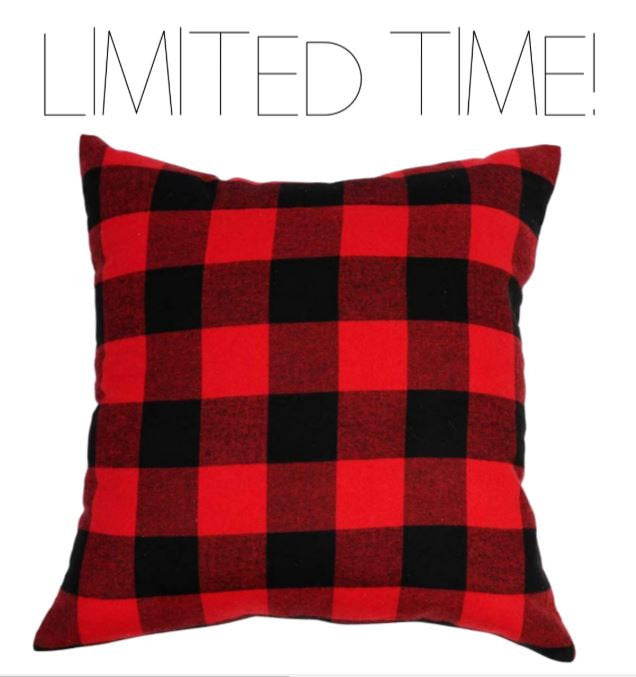 18x18" Cocoa and Snuggles Winter Christmas Throw Pillow Cover - Red Buffalo Plaid Available