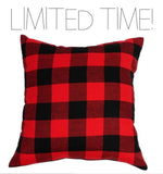 Load image into Gallery viewer, 18x18&quot; Christmas Tree Joy Love Peace Believe Christmas Throw Pillow Cover - Red Buffalo Plaid Available
