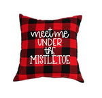 Load image into Gallery viewer, 18x18&quot; Meet Me Under The Mistletoe Throw Pillow Cover - Red Buffalo Plaid Available
