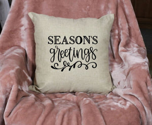 18x18" Seasons Greetings Throw Pillow Cover - Red Buffalo Plaid Available