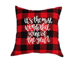 Load image into Gallery viewer, 18x18&quot; It&#39;s The Most Wonderful Wine of the Year Christmas Throw Pillow Cover - Red Buffalo Plaid Available
