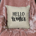 Load image into Gallery viewer, 18x18&quot; Hello Winter Throw Pillow Cover - Red Buffalo Plaid Available
