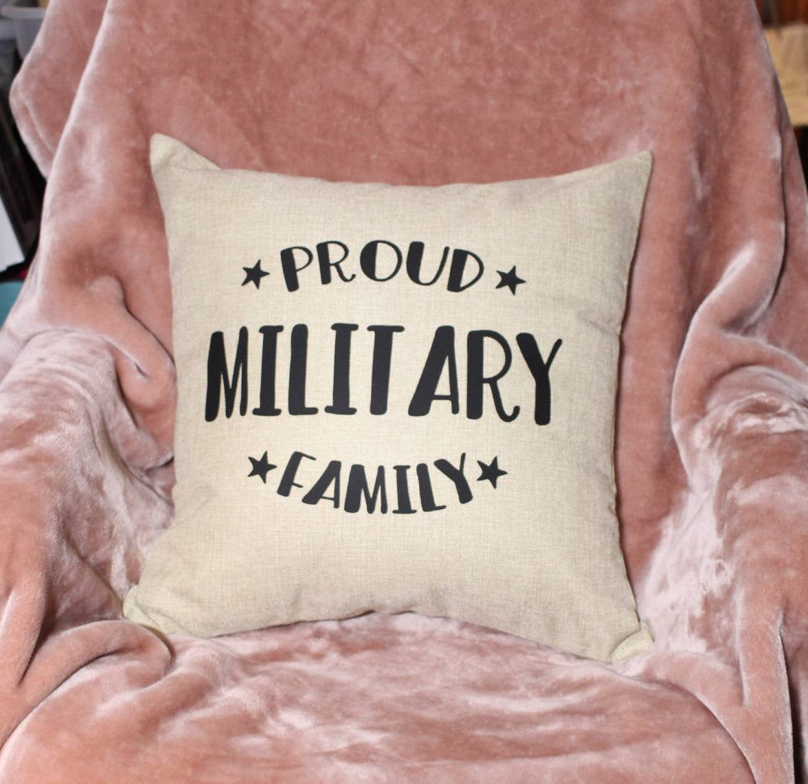 18x18" Proud Military Family Throw Pillow Cover