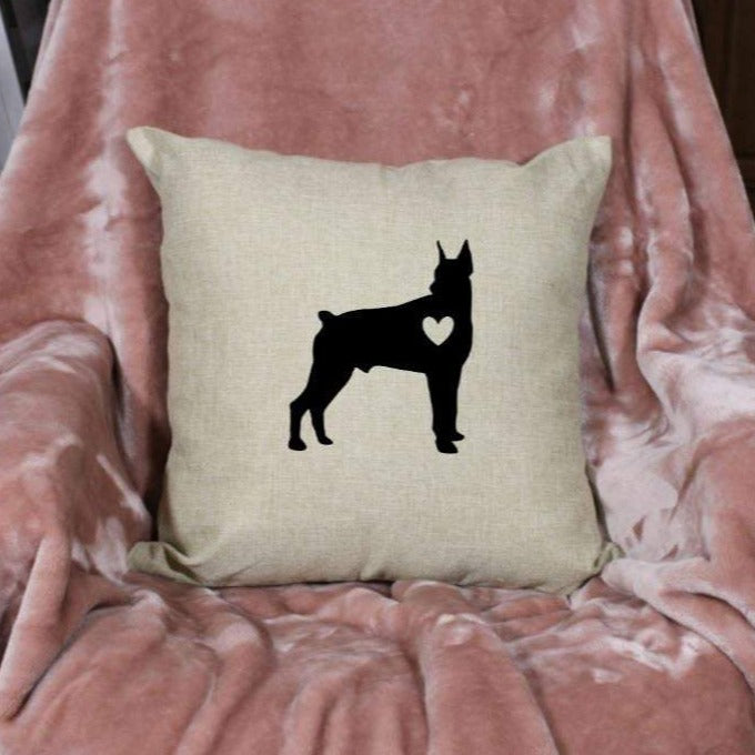 18x18" Doberman Dog Silhouette Throw Pillow Cover