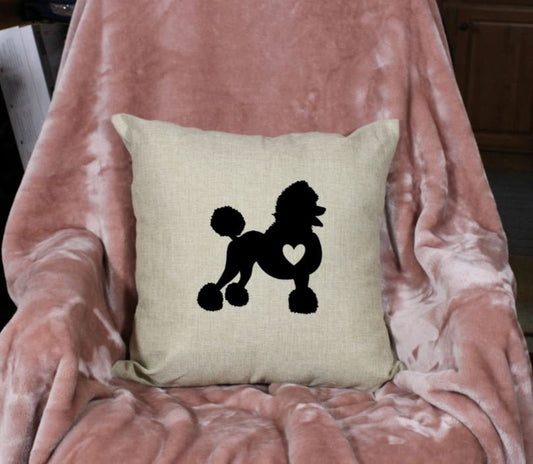 18x18" Standard Poodle, Toy Poodle, Giant Poodle Dog Silhouette Throw Pillow Cover, Personalized, Custom, Dog Name