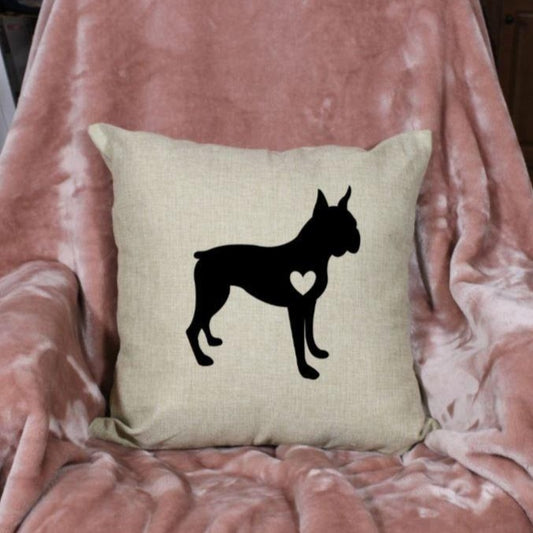 18x18" Boxer Dog Silhouette Throw Pillow Cover, Personalized, Custom, Dog Name