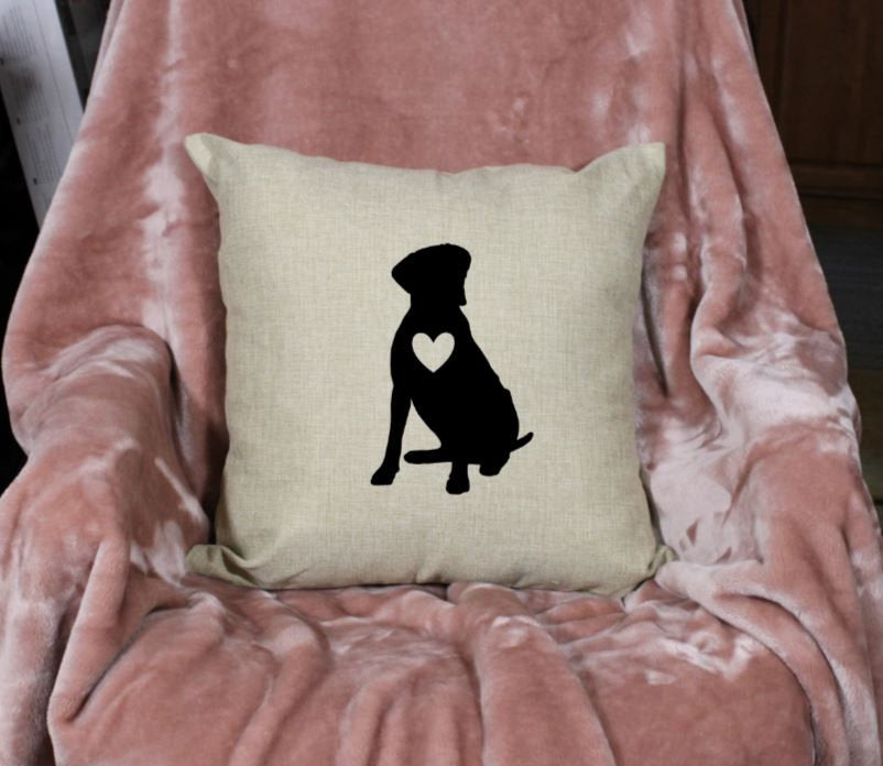 18x18" Lab, Laborador Dog Silhouette Throw Pillow Cover, Personalized, Custom, Dog Name