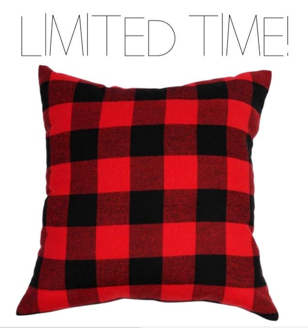 12x20" Sleigh Hair Don't Care Throw Pillow Cover - Red Buffalo Plaid Available