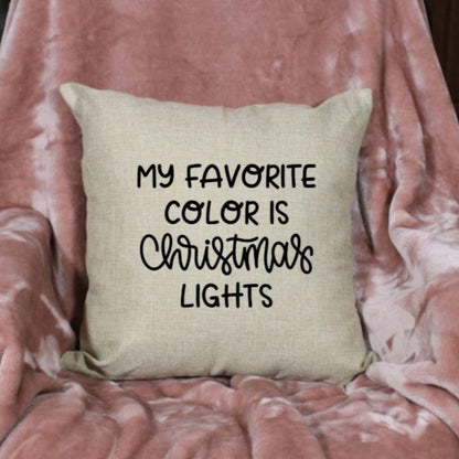 18x18" My Favorite Color is Christmas Lights Throw Pillow Cover - Red Buffalo Plaid Available