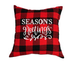 Load image into Gallery viewer, 18x18&quot; Seasons Greetings Throw Pillow Cover - Red Buffalo Plaid Available

